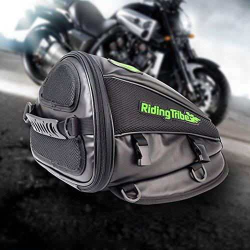 AUFER Multifunction Motorcycle Tail Bag Rear Seat Bag Luggage Bag Sport Backpack Helmet Bag with Reflective Strip Fit for Touring Dyna Softail Sportster Kawasaki Suzuki Yamaha Indian sport bike 