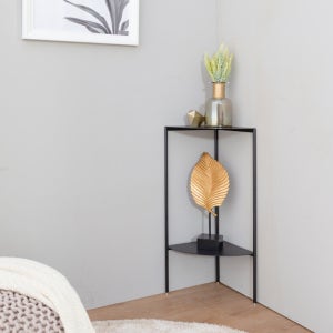 안데스 2단 철제 코너선반 블랙 (코너장, 틈새장식장)