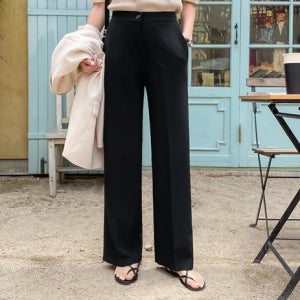 하이웨스트밴딩일자스판슬랙스