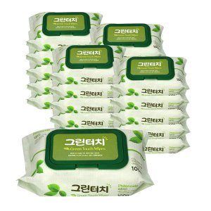 샤인 그린터치100매 캡형 물티슈 20팩