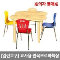 [열린교구] 교사용 책상 원목 크로바 책상 H74-2 1100x1100x높이선택 (의자 별매)