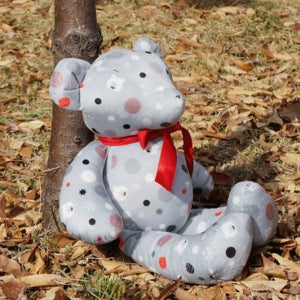 원단 [대폭]최고급극세사089-퐁퐁베어(그레이) 퀼트 천 홈패션