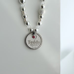 강아지 탄생석 인식표 애견인식표 탄생석 목걸이, 커스트린