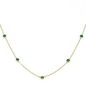 14k/18k Gold 캐보션 천연 에메랄드목걸이(가넷,자수정,페리도트,사파이어,토파즈,터키석)