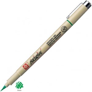 2000 사쿠라 피그마 마이크론 피그먼트 드로잉펜 브러쉬펜 붓펜 낱개 - XSDK-BR#29.그린 - 캘리그라피펜