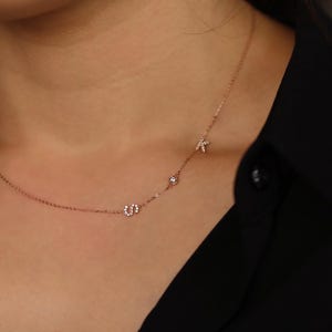 14K 다이아 베젤포인트 투레터 이니셜 목걸이 , 미니멀얼루어