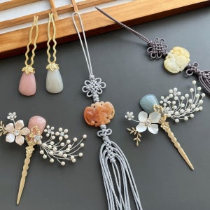 예쁜 꽃장식 한복머리장식 뒤꽂이 전통장신구 비녀, 그라엘 GRAILE