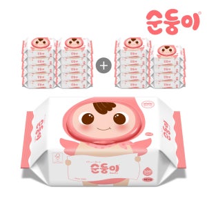 순둥이 S-nBpC/베이직 무향 엠보싱 물티슈 캡형 100매 20팩