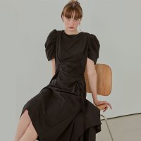 [에트몽] Pintuck String Dress, Black