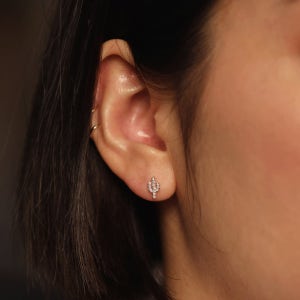 14K 다이아 선인장 스터드 귀걸이 (1피스), 미니멀얼루어