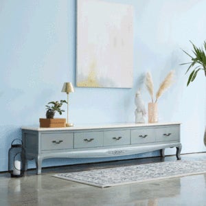 수입 프렌치 엔틱가구 원목 빈티지엔틱 미엘 그레이 5D 거실장 티비다이