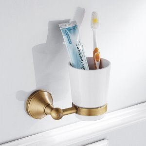 CH-01B 황동 엔틱골드 럭셔리 인테리어 컵홀더 텀블러 화장실 악세사리 욕실 컵받침대