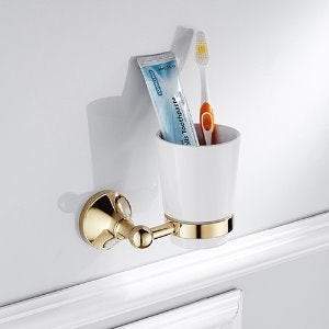 CH-01GD 골드 유광 럭셔리 인테리어 컵홀더 텀블러 화장실 악세사리 황동 욕실 컵받침대