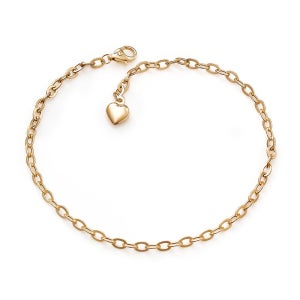 미니아트 14K 골드 통통 하트 심플 베이직 데일리 레이어드 체인 팔찌