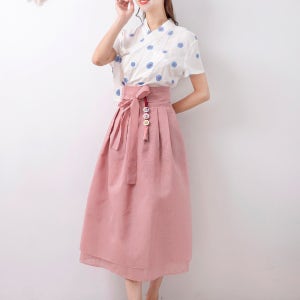 예인 세겹 노방 연핑크 물모시 롱치마 생활한복, 선데이한복