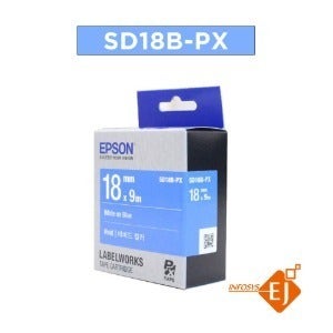 정품[엡손 라벨테이프] SD18B-PX (18mm 파랑바탕/흰색글씨)/LW-K200BL,OK730,LW-C410,OK1000P,LW-K600,LW-K460,OK500P,LW-Z90