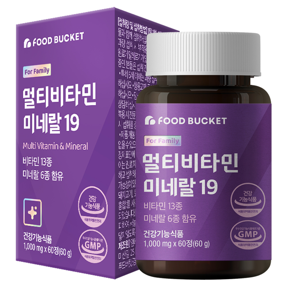 <b>푸드버킷</b> 멀티<b>비타민</b> 미네랄 19 1000mg x 60정