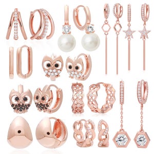 미니아트 14K 귀걸이 로즈골드 원터치 진주 큐빅 금침 이어링