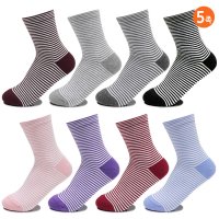 JP SOCKS 무압박 여성 패션양말 스트라이프 중목 5켤레