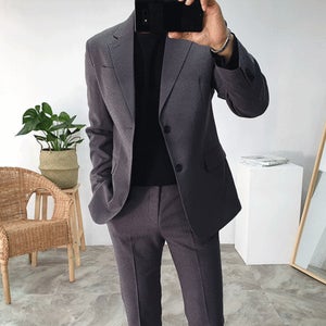 빅사이즈 스판 수트 남자 정장세트 결혼식 면접 하객룩