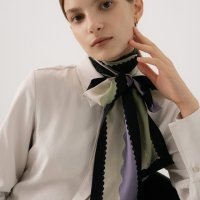 [비비드솔리드]mela silk scarf - black