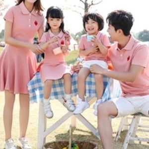 LOVE 패밀리룩 1color 아빠 엄마 아들 딸 가족티 촬영 가족 사진 여행 원피스 카라티 여름 커플룩