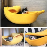 바나나침대 고양이 강아지 집 둥지 통기성 매트 쿠션