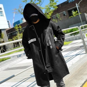 테잎 남자 남성 오버핏 루즈핏 후드 면 & 겨울 안감누빔 야상 점퍼 2컬러