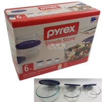 미국 Pyrex 파이렉스 원형찬통 3PC 유리밀폐용기