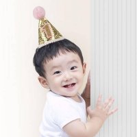 솜방울 글리터 생일고깔모자 유아용 첫돌 11786464