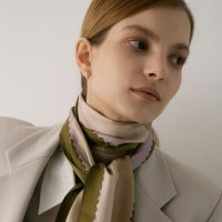 비비드솔리드 bbdesolid mela silk scarf - khaki