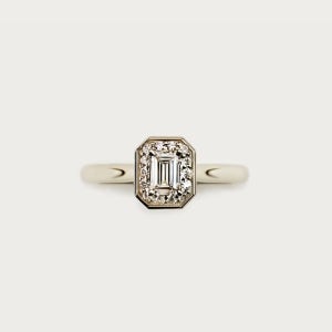 에메랄드컷 천연 다이아반지 3부 GIA 14K 샴페인골드 디자인 [모던 브리든]