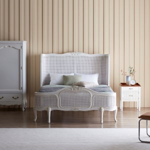 클레어 프렌치 엔틱 침대 LK 라지킹 화이트 라탄 (1700 2100)