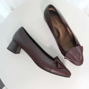 성수동 수제화 리본주름 여성수제화 펌프스 4 cm, 쁨슈