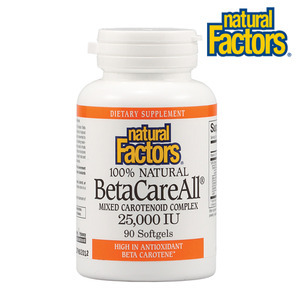 네추럴 팩터스 Natural Factors 복합 <b>베타카로틴 25000IU</b> 90정