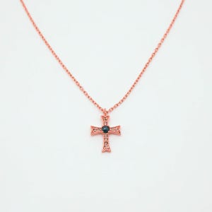 오팔하우스 14k 블루다이아몬드 십자가 목걸이 OPJJN1346