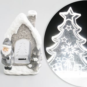 불빛이 들어오는 스탠딩 라이트 산타클로스 트리 하우스 18개 세트 23cm 조명 건전지 크리스마스 연출