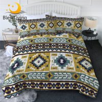 Bless리빙 Aztec 여름 이불 에스닉 이불 동양 기하학 침대 커버 레트로 성인 얇은 이불 베개 케이스 colcha de cama