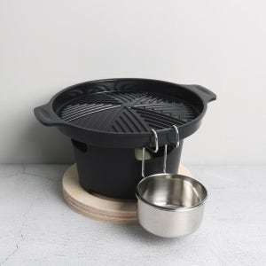 KING 투머치 와이드 그릴팬(삼겹살용 기름받이포함) 화로 별도[1인용팬 1인용고기구이]