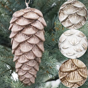 크리스마스 트리장식 악세사리 오너먼트 플라스틱 행잉 파인콘 솔방울 13cm 3색 택1