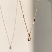 물방울 원석 은목걸이 rosy drop necklace