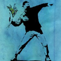 Rage Flower Thrower Aqua 분노 꽃 던지기 아쿠아 뱅크시 Banksy