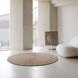 라익디스 미니멀 원형 러그 먼지없는 단모 워셔블 거실카페트 브라운