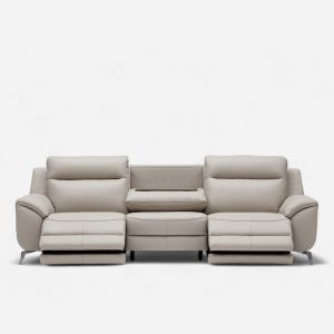 MVME 프라임 리츠 홈바형 천연가죽 리클라이너 소파 4인 화이트에디션