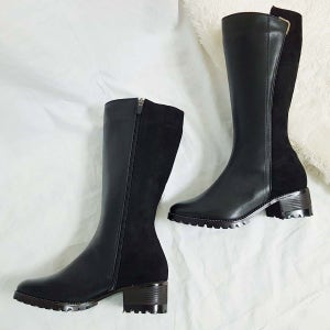 성수동수제화 여성 소가죽 캐주얼 첼시롱부츠 4.5 cm, 쁨슈