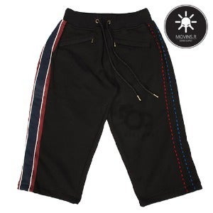 모빈스알바지TIGRIS WIDE UNBALANCED TAPING CROP PANTS- black -