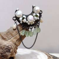 Handmade 앤티크디자인 달 보석 브로치