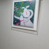 현관그림 캔버스액자-송지호작가님의 행복토끼 10호 아크릴관액자포함 작품 사이즈선택가능