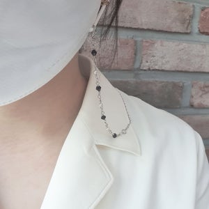 블랙 비즈&진주 마스크줄/안경줄, 에인젤