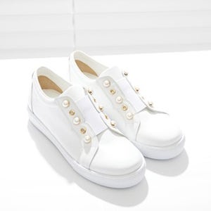 [소가죽수제화]진주 화이트 스니커즈 발편한구두